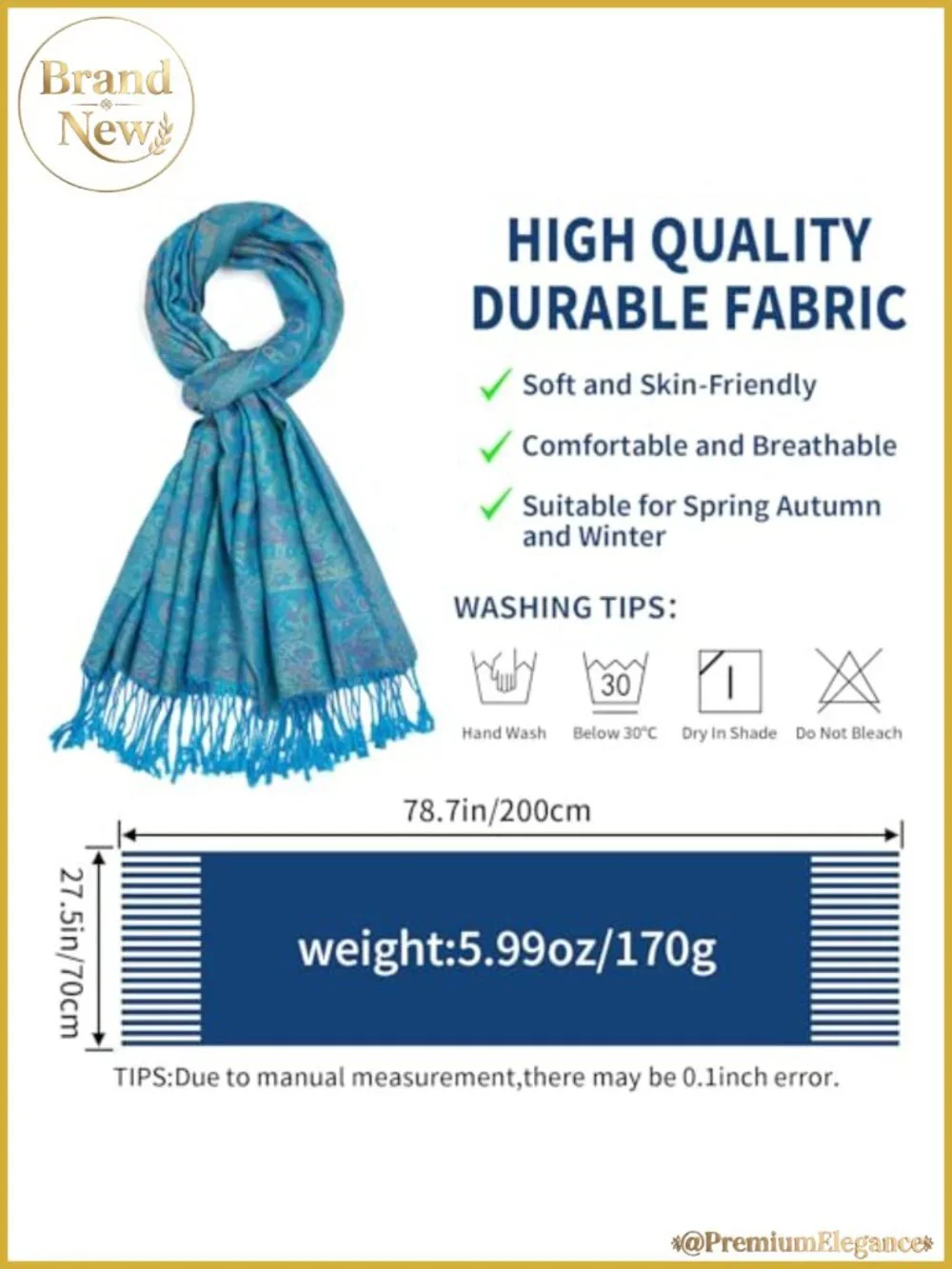 Reversible Paisley Pashmina Shawl Wrap Fringe Viscose Acrylic Silk Blend
